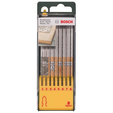 Bosch Set panze de fierastrau pentru lemn/metal/plastic, 8 buc