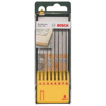 Bosch Set 8 panze fierastrau pentru taiere lemn/metal/plastic, 70-91 mm