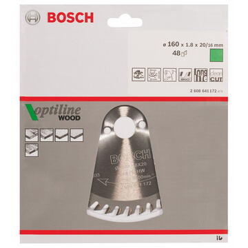 Bosch Panza fierastrau circular pentru lemn, 160x20/16x1.8 mm, 48 dinti