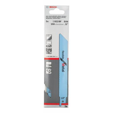 Bosch Set 5 lame de fierastrau sabie pentru metal/tabla, lungime 100 mm