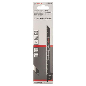Bosch Set lame de fierastrau sabie pentru izolatii, 150 mm, 2 buc