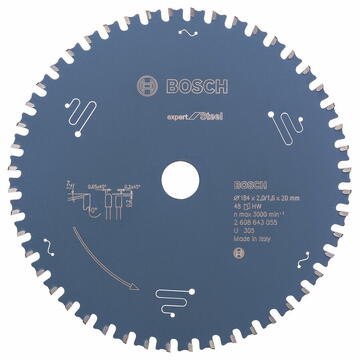Bosch Panza de fierastrau circular pentru otel, 184 x 20 x 2.0 mm, 48 dinti