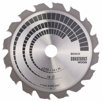 Bosch Lamă circulară pentru fierăstrău, 235 x 30/25 x 2.8 mm, 16 dinți