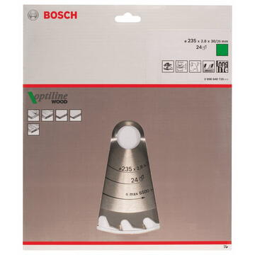 Bosch Panza fierastrau circular pentru lemn, 235x30/25x2.8 mm, 24 dinti