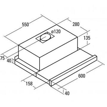 Hota CATA TF 5260 X Hood, D, Telescopic, Width 60 cm, 325 m³/h, Slider Control, Inox