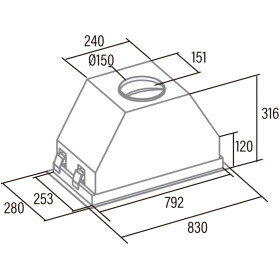 Hota CATA CAMPANA GCX 83 SD Hood, Energy efficiency class A, Width 83 cm, Max extraction power 750 m3/h , LED, Stainless steel/Gray glass