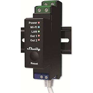 Releu inteligent Shelly Pro 2PM, Wireless, 25 A, Negru