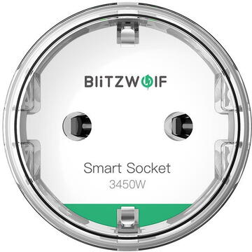 Priza inteligenta BlitzWolf BW-SHP6 Pro, Wireless, 3450W, monitorizarea consum, compatibil Amazon Alexa/Google Assistant, Alb