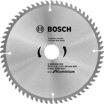 Bosch Disc circular pentru aluminiu, 210 x 30 x 1.8 mm, 64 dinti