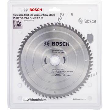 Bosch Disc circular pentru aluminiu, 210 x 30 x 1.8 mm, 64 dinti