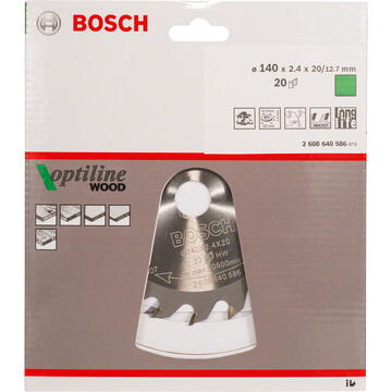 Bosch Panza de fierastrau circular pentru lemn, 140 x 20/12.7 x 2.4 mm, 20 dinti