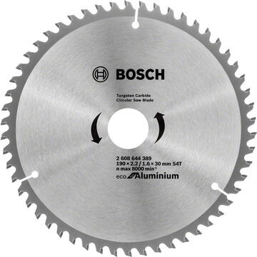 Bosch Disc circular pentru aluminiu, 190 x 30 x 1.6 mm, 54 dinti