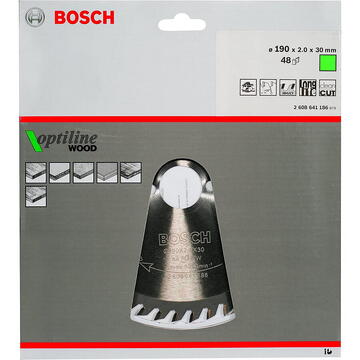 Bosch Panza de fierastrau circular pentru lemn, 190 x 30 x 2 mm, 48 dinti