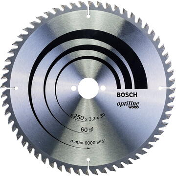 Bosch Panza fierastrau circular, lemn, 250 x 30 x 3.2 mm, 60 dinti