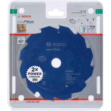 Bosch Lama circulara pentru lemn 165 x 20 x 1.5/1 mm, 12 dinti