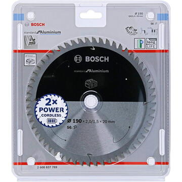 Bosch Panza de fierastrau circular pentru aluminiu, diametru 190 x 20 mm, 56 dinti