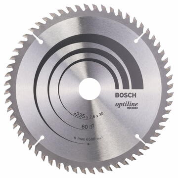 Bosch Panza de fierastrau circular pentru lemn, 235 x 30/25 x 2.8 mm, 60 dinti