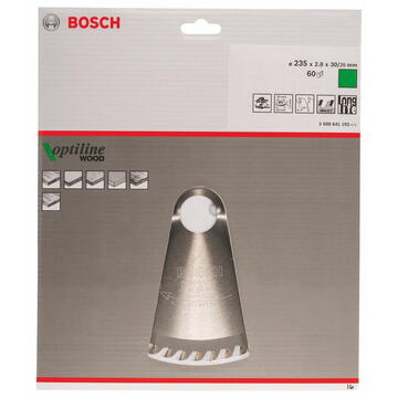 Bosch Panza de fierastrau circular pentru lemn, 235 x 30/25 x 2.8 mm, 60 dinti