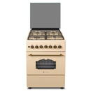 Aragaz rustic 4 arzatoare gaz, Cuptor electric, 57x57cm, Studio Casa Alma Retro, Crem, Rotisor, Ventilator, Aprindere electrica