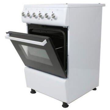 Aragaz electric total Studio Casa Mercur 4Z 50/60 cm, Cuptor electric, Plita vitroceramica cu 4 zone de gatire, Alb