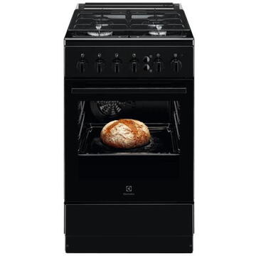 Electrolux LKG504000K, 4 arzatoare, Gaz, Aprindere electrica, Autocuratare catalitica, Grill, 50 cm, Negru