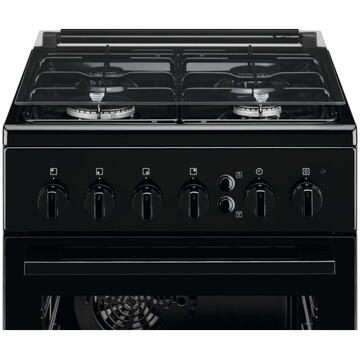Electrolux LKG504000K, 4 arzatoare, Gaz, Aprindere electrica, Autocuratare catalitica, Grill, 50 cm, Negru