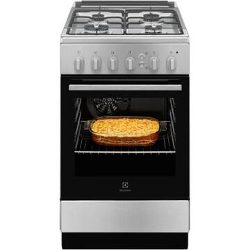 Electrolux LKG504000X, Gaz, 4 arzatoare, Autocuratare catalitica, Aprindere integrata plita, Grill gaz, 50 cm, Inox