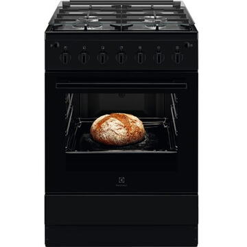 Electrolux LKG604000K, 4 arzatoare, Gaz, Aprindere electrica, Autocuratare catalitica, Grill, 60 cm, Negru