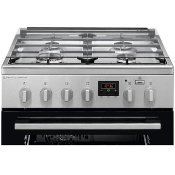 Electrolux LKK660200X, Mixt, 4 arzatoare gaz, Cuptor electric multifunctional, Gratare fonta, Plus Steam, AirFry, Aprindere integrata, Grill electric, Clasa A, 60 cm, Inox antiamprenta