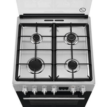 Electrolux LKK660200X, Mixt, 4 arzatoare gaz, Cuptor electric multifunctional, Gratare fonta, Plus Steam, AirFry, Aprindere integrata, Grill electric, Clasa A, 60 cm, Inox antiamprenta
