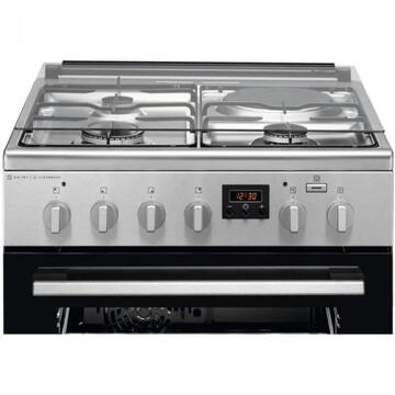 Electrolux LKM660200X, Mixt, 3 arzatoare gaz si 1 arzator electric, Cuptor electric multifunctional , SteamBake-gatire cu abur, AirFry, Grill electric, Clasa A, 60 cm, Inox antiamprenta