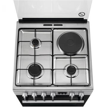 Electrolux LKM660200X, Mixt, 3 arzatoare gaz si 1 arzator electric, Cuptor electric multifunctional , SteamBake-gatire cu abur, AirFry, Grill electric, Clasa A, 60 cm, Inox antiamprenta