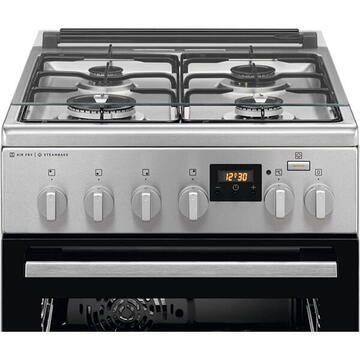 Electrolux LKK660201X, Mixt, 4 arzatoare gaz, Cuptor electric multifunctional, Plus Steam, AirFry, Aprindere integrata, Grill electric, Clasa A, 60 cm, Inox antiamprenta