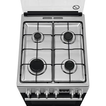 Electrolux LKK660201X, Mixt, 4 arzatoare gaz, Cuptor electric multifunctional, Plus Steam, AirFry, Aprindere integrata, Grill electric, Clasa A, 60 cm, Inox antiamprenta