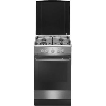 Hansa FCGX58099, 50x60 cm, 4 arzatoare, plita gaz, cuptor gaz, 2 functii, 58 l, gril, aprindere electrica cuptor si plita, inox