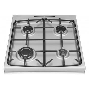 Hansa FCGX58099, 50x60 cm, 4 arzatoare, plita gaz, cuptor gaz, 2 functii, 58 l, gril, aprindere electrica cuptor si plita, inox