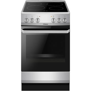 Hansa FCCX580009, electric, 4 zone de gatit, cuptor 65 l, argintiu