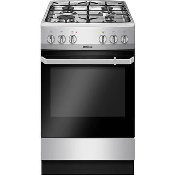 Hansa FCMS56069, Vitroceramic, Electric, 4 zone de gatit, 62l, Heat Control, EasyClean, Supergrill, SteamCleaning, Clasa A, Inox