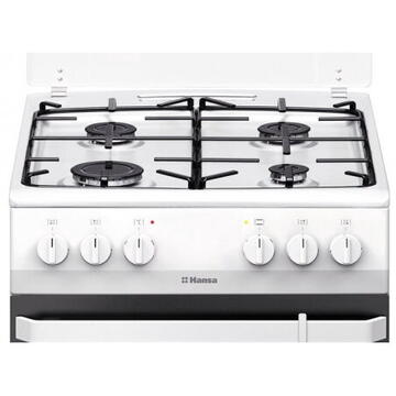 Hansa FCMW59009, 4 arzatoare, Mixt, Grill, Clasa A, 50 cm, Alb
