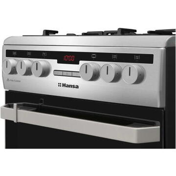 Hansa FCMX59221, 4 arzatoare, Mixt, Curatare abur, Grill, Rotisor, Clasa A, 50 cm, Inox