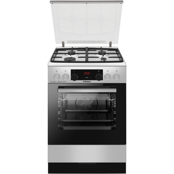 Hansa FCMXS69363, 4 arzatoare, Gaz + Electric, L 60 cm ARGINTIU