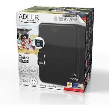 Mini Frigider Adler AD 8084, Capacitate 4L, La Masina, Functia De Incalzire Si Racire, 30x24x14 cm, 42W, Negru
