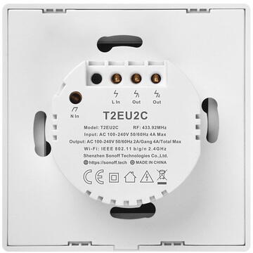 Intrerupator inteligent Sonoff IM190314016, 100~240 V, 2 A, Alb