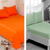Pachet De 2 Set-Uri De 3 Piese Yuny Mally Home, 100% Bumbac, Cearceaf Pat Dublu Cu Elastic 160X200 Cm Si Doua Fete De Perna 50X70Cm Orange + Verde