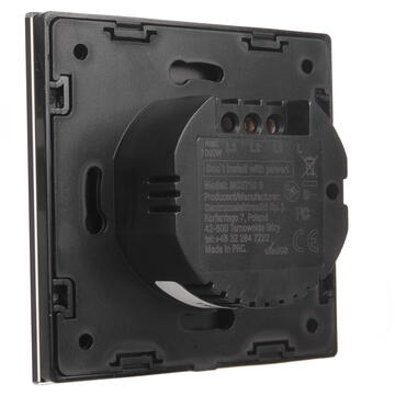 Intrerupator inteligent MACLEAN MCE711B Comutator tactil dublu, scara, sticla cruce, negru cu iluminare rotunda. buton,