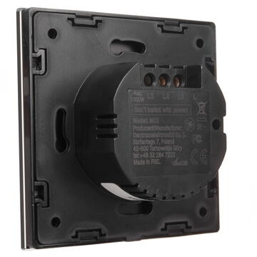 Intrerupator inteligent MACLEAN MCE716B Comutator tactil simplu, SMART, Tuya APP, sticla, negru cu iluminare patrata buton