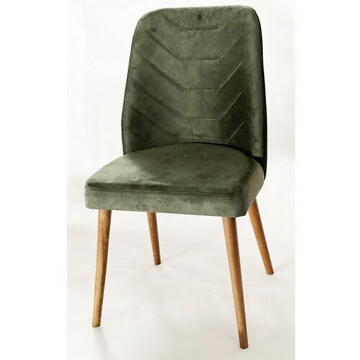 Scaun  Dallas Smart Living Studio Casa, Cu Spatar, Tapitat, Cadru Lemn Alb+Material Textil Verde