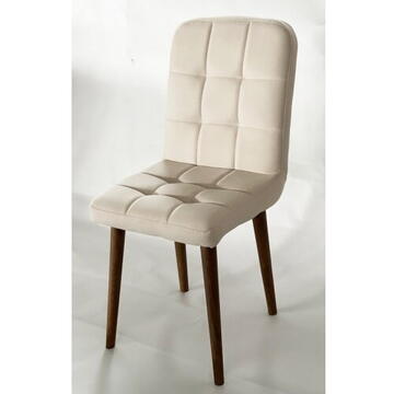 Scaun Elite Lux Smart Living Studio Casa , Cu spatar , TAPITAT , cadru lemn NATUR + Material Textil Crem