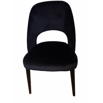 Studio Casa Scaun Line Black, Structura Lemn, Șezut Și Spătar Din Catifea De Înaltă Calitate