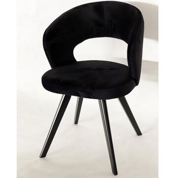 Studio Casa Scaun Prestige Veluto Black, Structura Lemn, Șezut Și Spătar Din Catifea De Înaltă Calitate, 650G/ Mp , Impermeabil